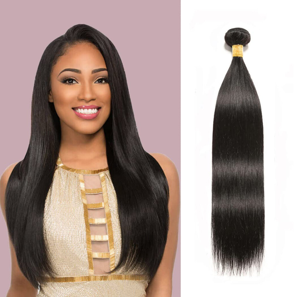 Unisex Black Brazilian Straight Hair 8A Virgin Human Hair Bundle 10 Inch Natural Unprocessed Remy Extensions