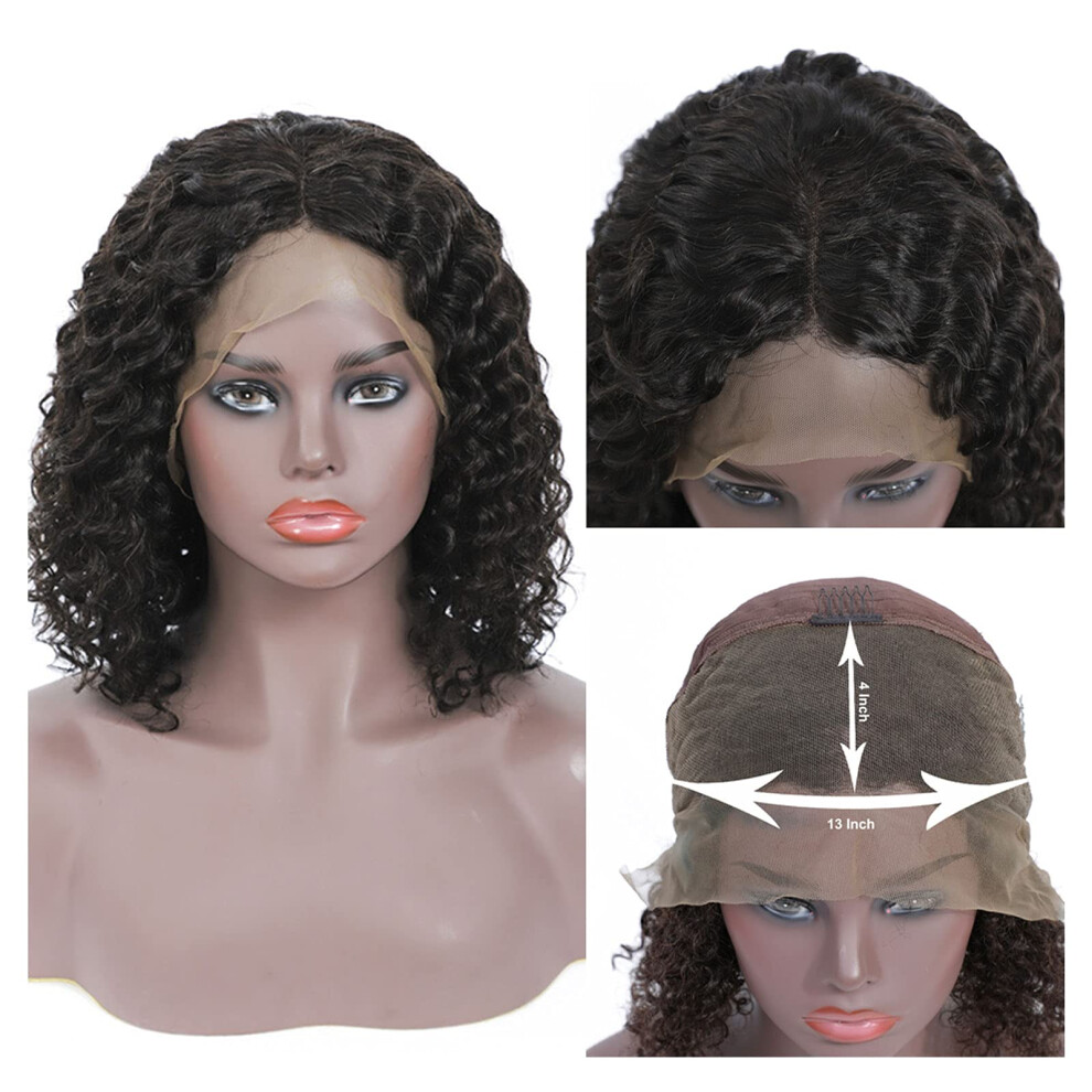 Brazilian Human Hair Curly Bob Lace Front Wig 13x4 Pre Plucked Short Bob with Baby Hair 8 Inch
