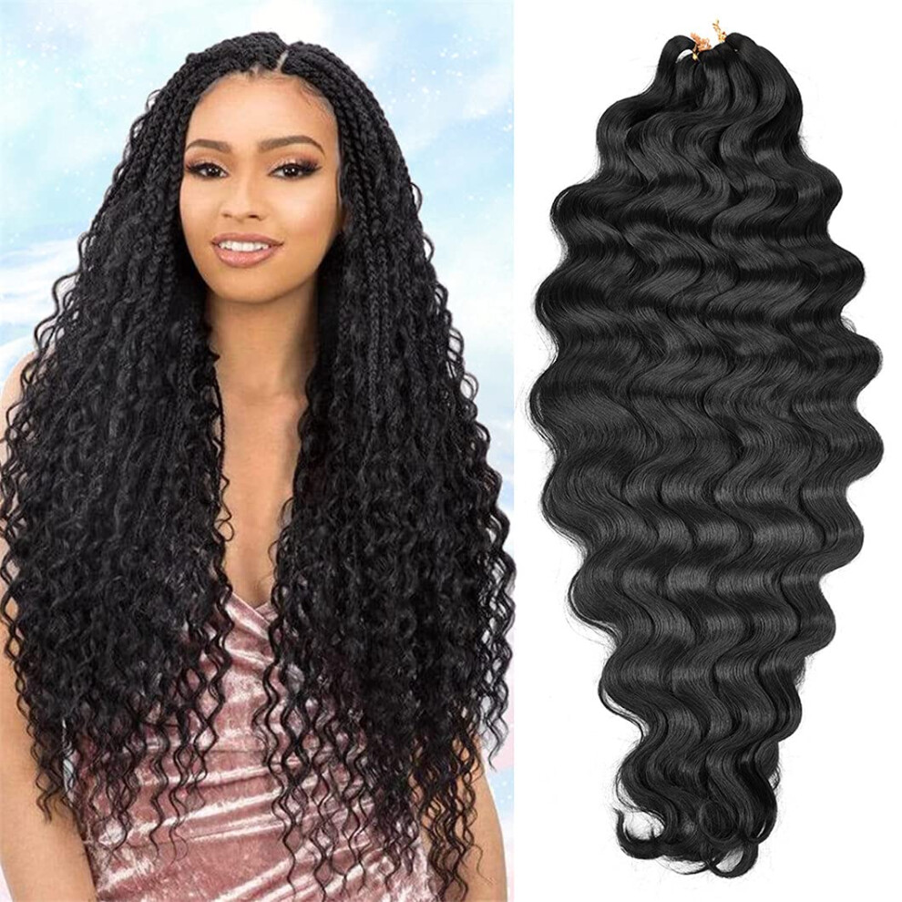28 Inch 1B Ombre Synthetic Braiding Hair Extensions, Heat Resistant Fiber for Crochet Braids, 3PCS