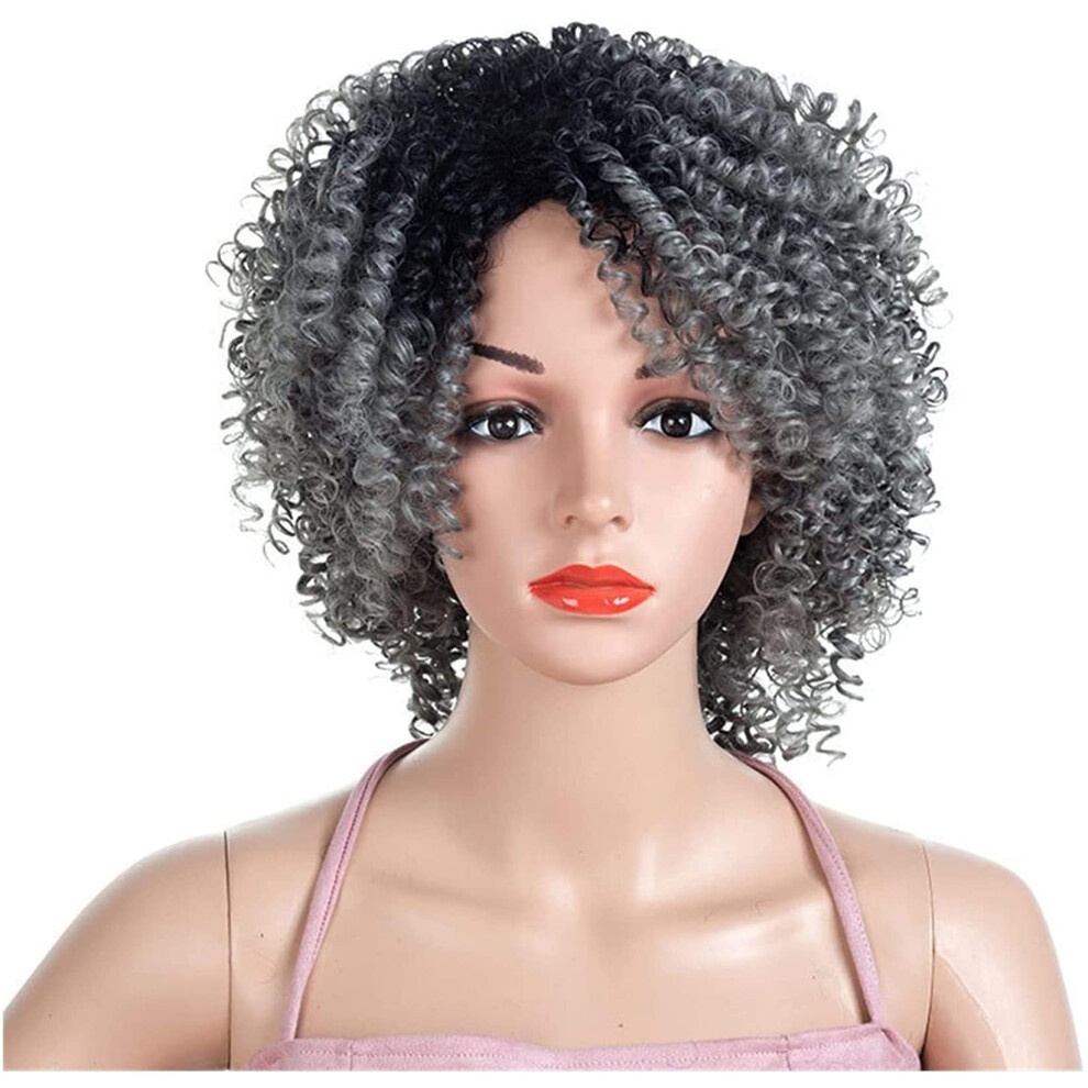 Synthetic Curly Wig Brown African Style Heat Resistant Fiber with Adjustable Breathable Cap