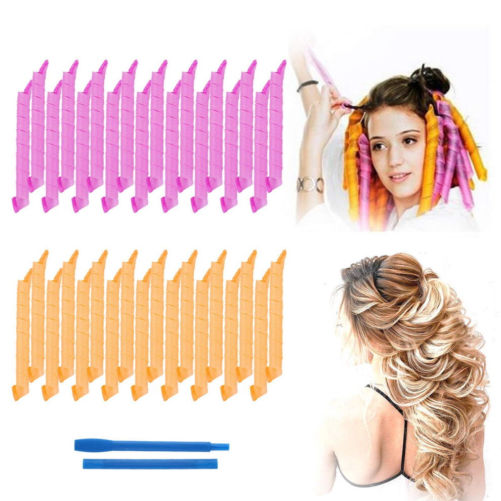 36pcs Heatless Spiral Hair Curlers Kit with Styling Hooks for Extra Long Hair 17.7in