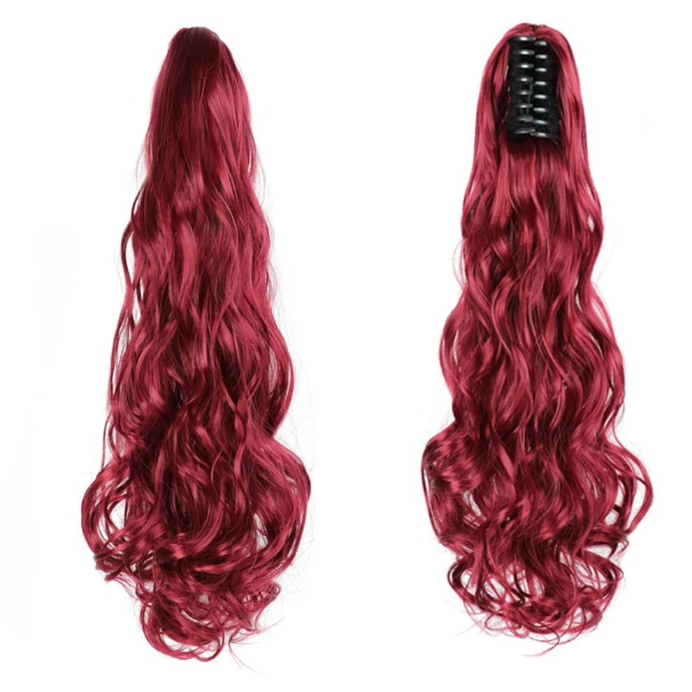 22 Inch Synthetic Long Wavy Clip In Ponytail Hair Extension Heat Resistant Natural Wave