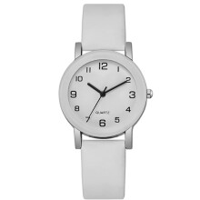Classic digital black dial watch PU quartz watch simple casual men's and women's watch white Women's
