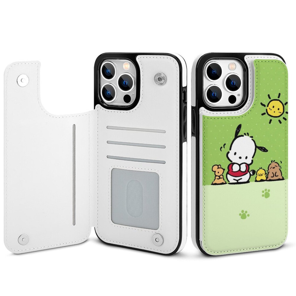 Pochacco Wallet Case Compatible With Iphone 14 Pro Max, Pu Leather Flip Cover With Card Holder, Kickstand, Magnetic Clasp, Shockproof 9482726641865