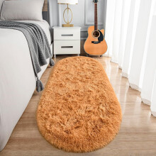 POWKOL Ultra Soft 2'X5.3' Oval Khaki Fluffy Rug, Small Throw Rugs for Bedroom, Kids Room Carpet, Modern Shaggy Area Rugs Home Decor