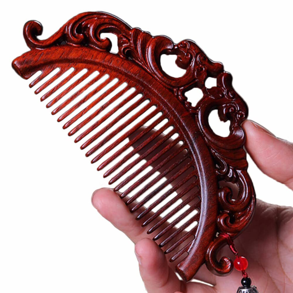 Unisex Red Natural Sandalwood Wooden Hair Comb Antistatic Wide Tooth Handcrafted Gift For Men Women Kids