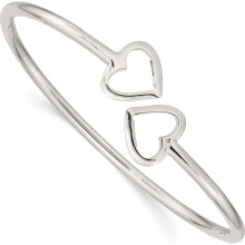 Pulseira em forma de coração, em prata de lei polida, fabricada na Tailândia (qb597)