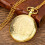 Colar com pingente de relógio de quartzo dourado e redondo, estilo flip. 5
