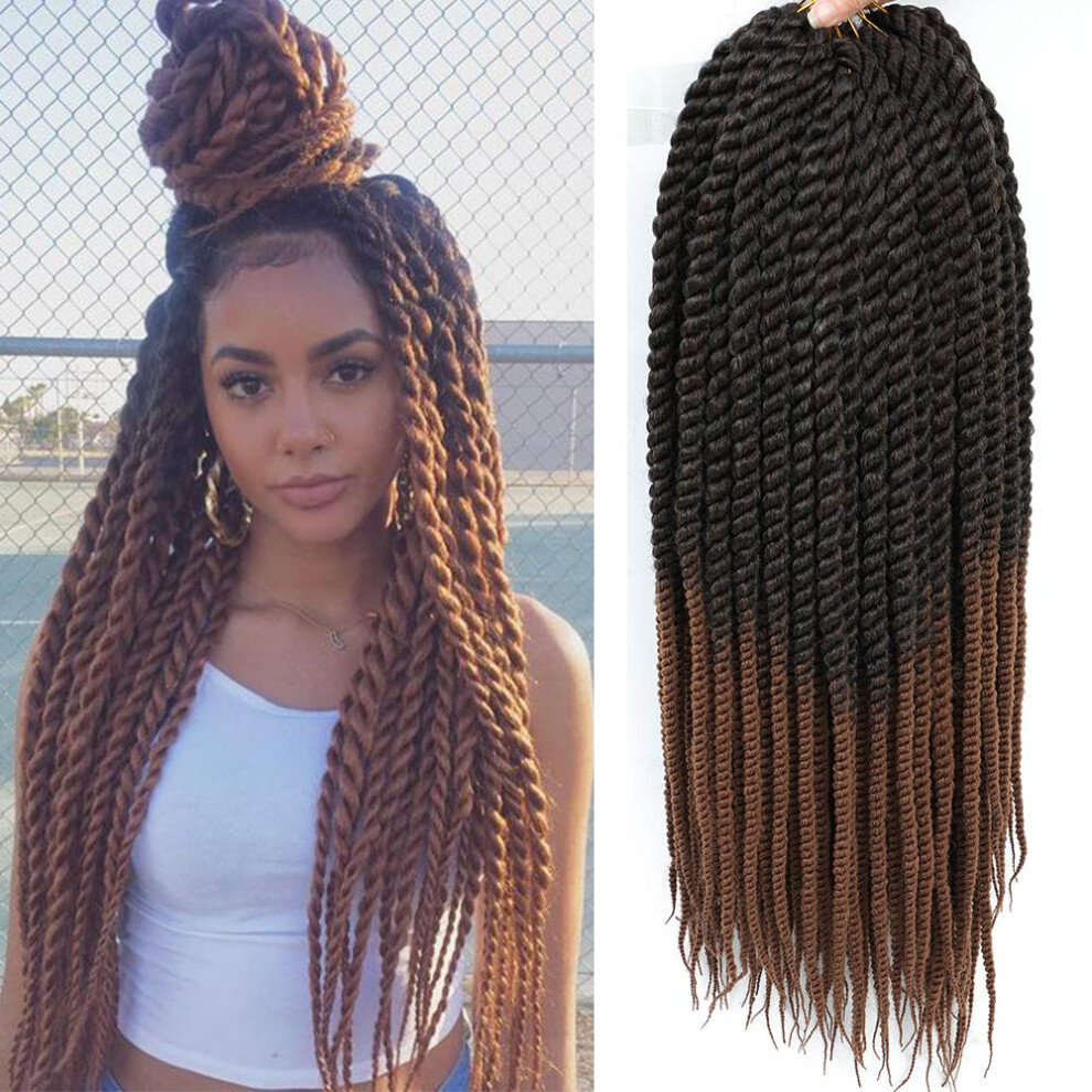 Unisex Brown Senegalese Twist Crochet Hair 18 Inch Pretwisted Jumbo Havana Braids T30 6 Packs Extensions