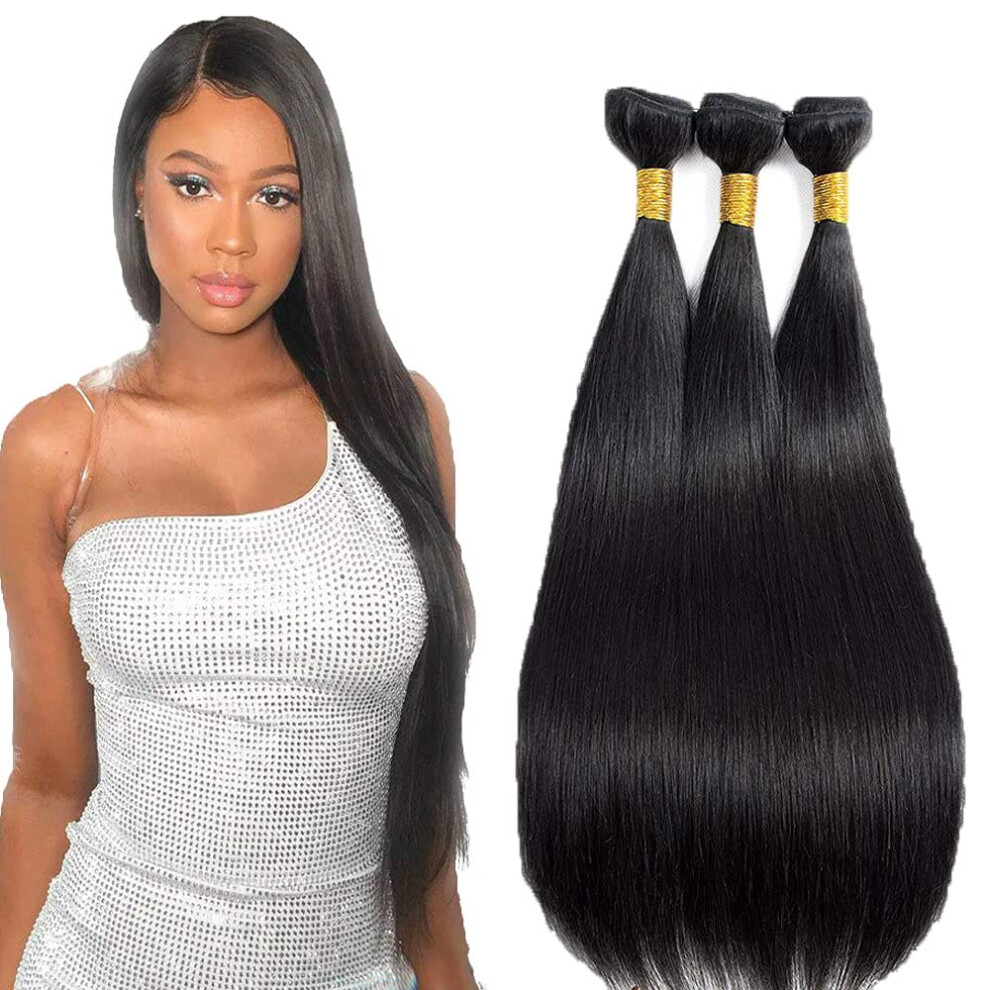 Brazilian Straight Hair Bundles 8A Grade Virgin Human Hair Extensions 3pcs Natural Black Weave