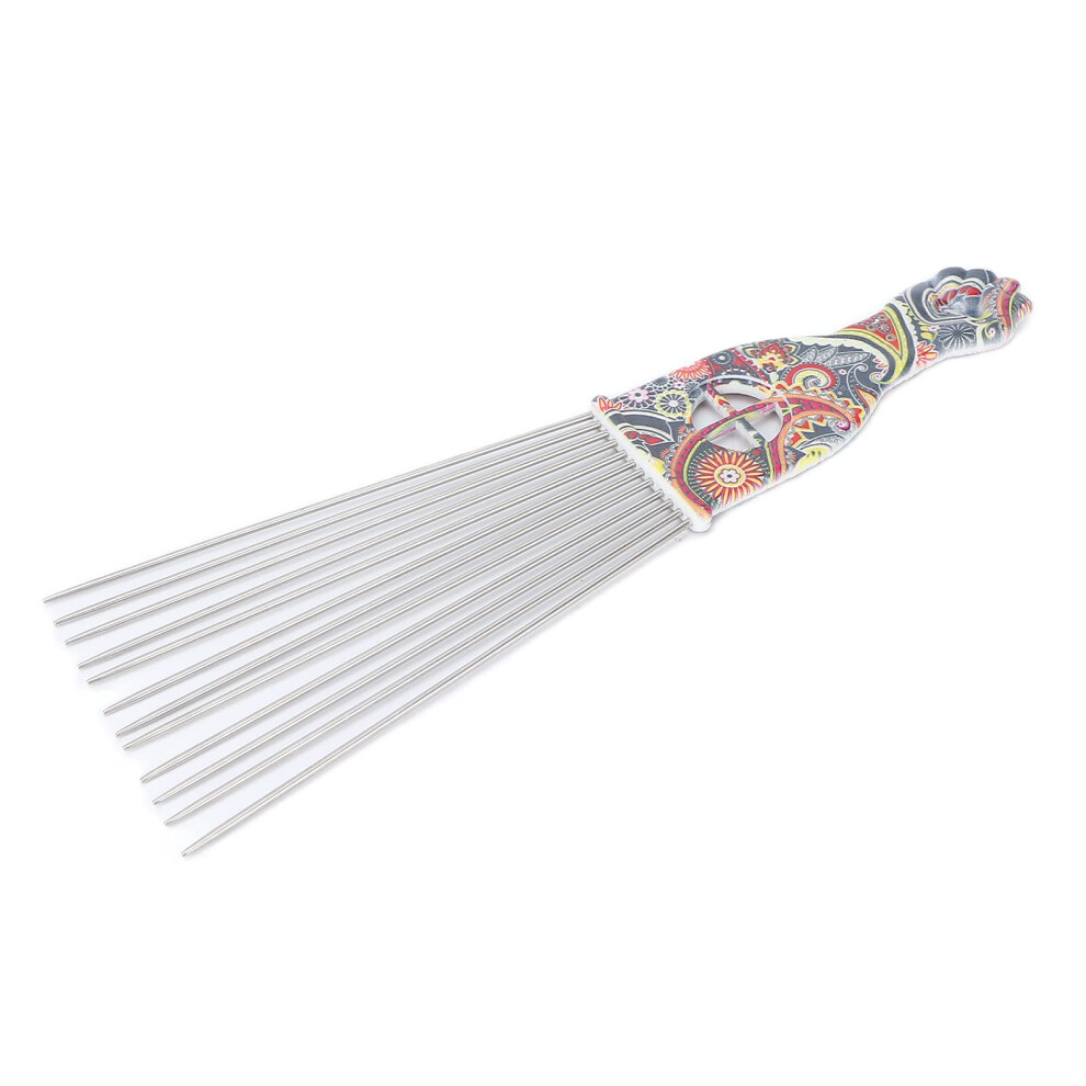 Unisex Afro Hair Pick Comb With Improved Steel Needle Teeth For Curly And Thick Hair Styling