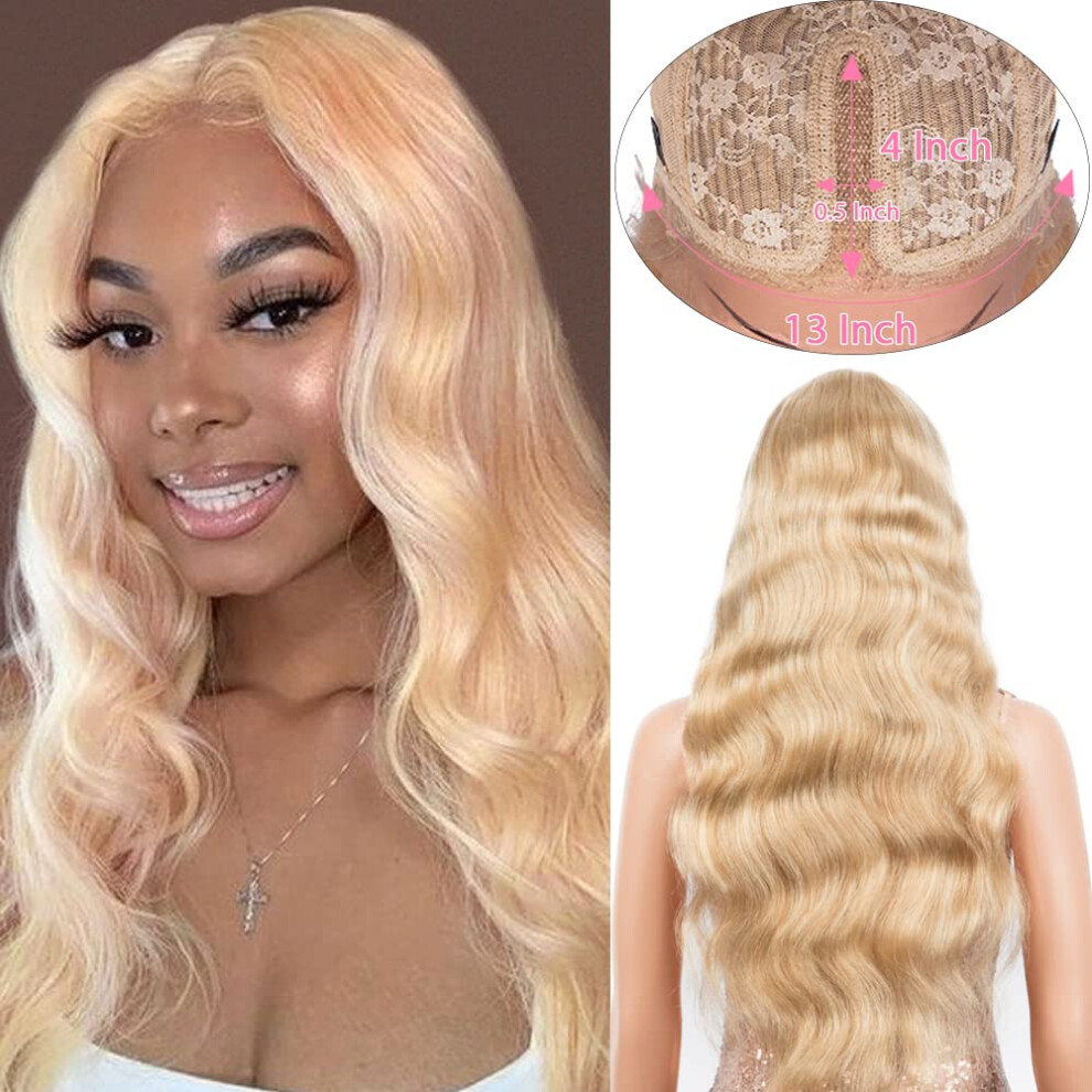 26 Inch Ombre Blonde Lace Front Wig Human Hair Body Wave Pre Plucked Natural Hairline 150% Density