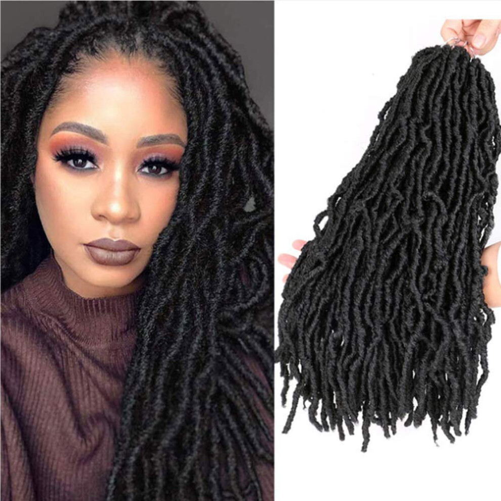 18 Inch Ombre Burgundy Faux Locs Hair Extensions, Crochet Braiding Goddess Locs Pack of 6
