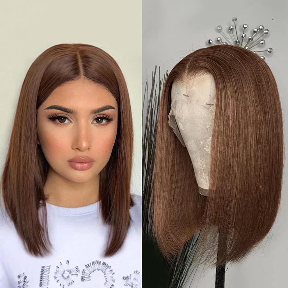Unisex Human Hair Lace Front Bob Wig 13X6 Hd Transparent Glueless Pre Plucked Brazilian Virgin Hair