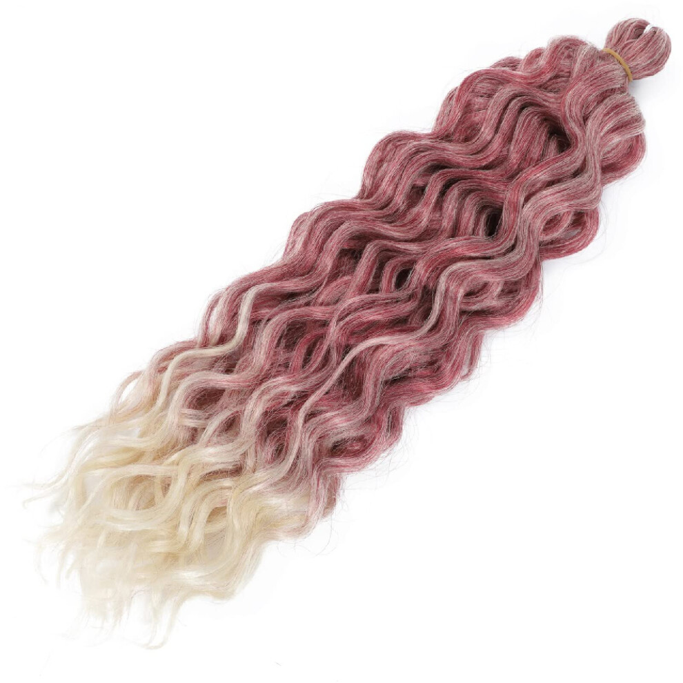 Crochet Braids Hair Extensions Synthetic Wavy Afro Water Wave 24 Inch Gradient Blonde 3PCS