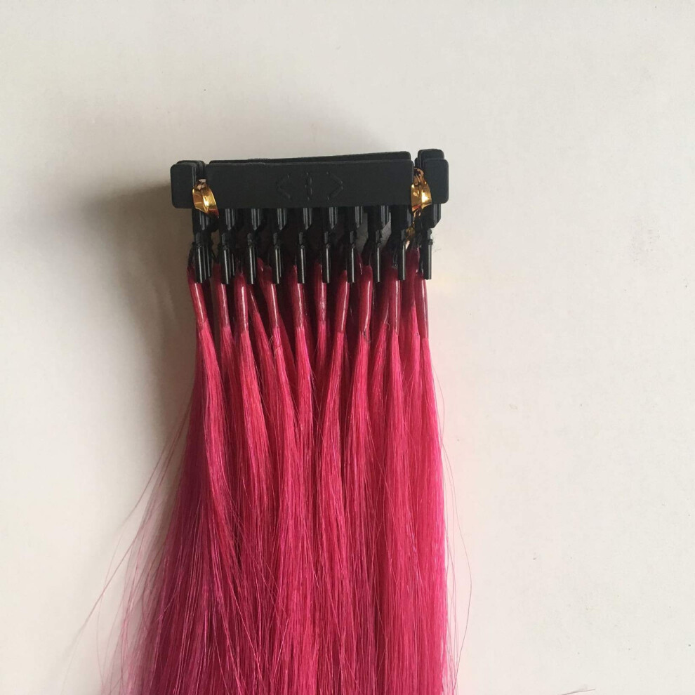 Unisex Pink 6D Seamless Invisible Human Hair Extensions 20 Inch Real Human Hair For Women Reusable