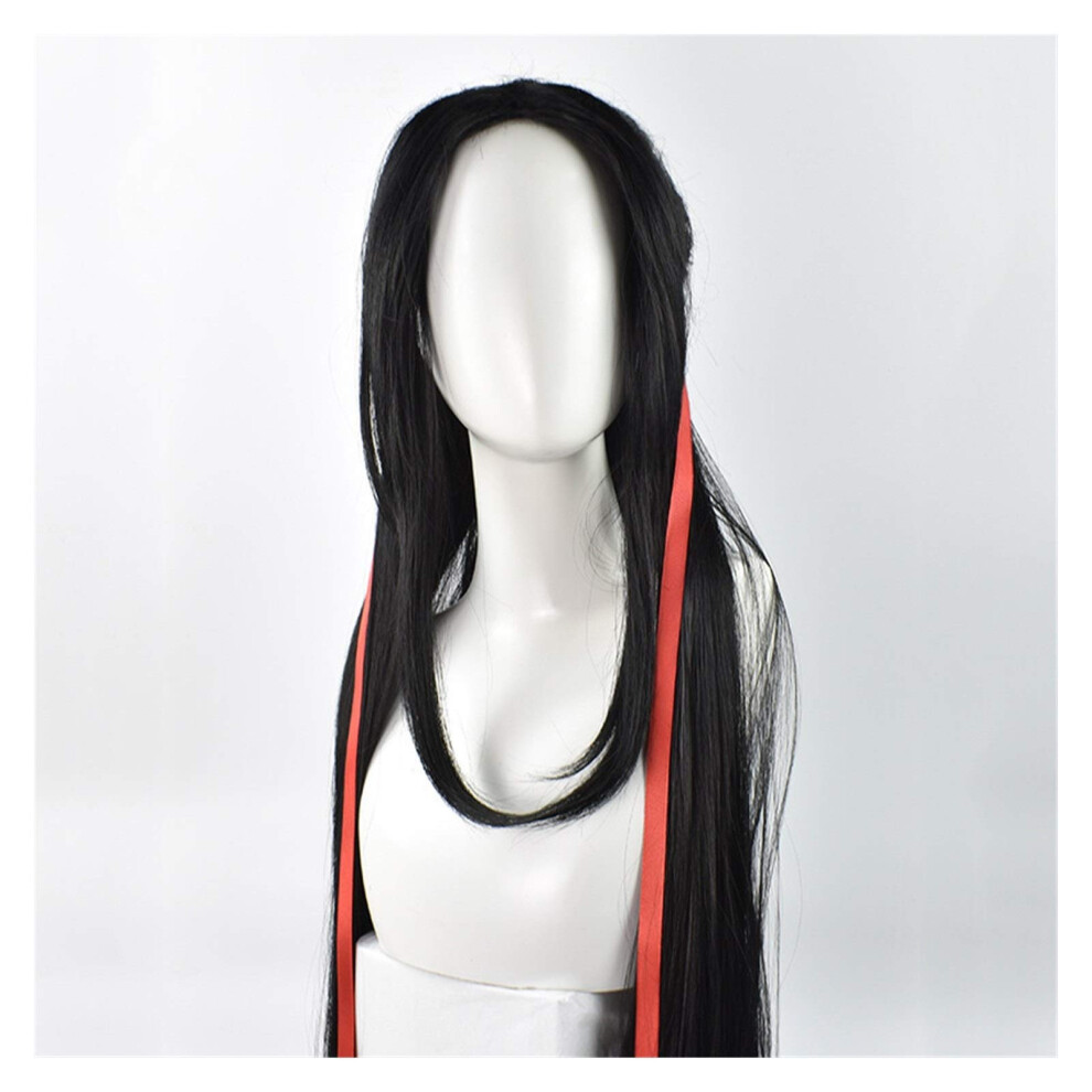 Unisex Black Long Wig Heat Resistant Fiber Natural Appearance Cosplay Straight Synthetic Wig For Women