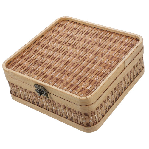Bamboo Bread Storage Bin Chinese Style Bamboo Woven Pastries Gift Packing Case