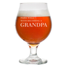 16 oz Belgian Beer Tulip Glass Stemmed Beer Glass Pairs Well With Becoming A Grandpa New Baby Announcement Pregnancy Announcement Grandfather