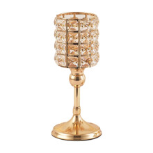 Yonrjhukm Crystal Metal Candle Crystal Beads Bling Tea Light Candlestick Tall Votive Candelabra Elegant Centerpiece Table Wedding Decoration Home