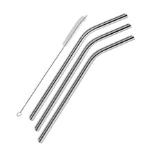 IMCBSTT 3 Pcs reusable Stainless Steel Metal Drinking Straw Reusable Straws + 1 Cleaner Brush Kit