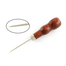 1pc Stainless Steel Bead Awls with Wood Cover Coconut Brown 125x20mm Pin: 1~1.9mm
