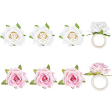 8 stuks rozenbloem servetringen in 2 kleuren, handgemaakte bloemen servetringen voor tafeldecoratie, restaurant, Valentijnsdag.
