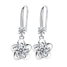 1 par örhängen för kvinnor med blomformade glänsande strass-symmetriska droppörhängen som present