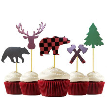 Tssuoun90Pieces Kagebrætter Nyttige Kageindsatte Kort Dejlige Skovhugger Tema Festartikler til Cupcake Dessert Eftermiddagste