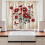 Ambesonne Rustic Kitchen Curtains, Warm Tone Botanical Design, 55"x45", Red Blue Grey and Eggshell 2