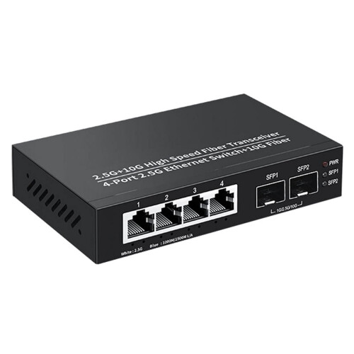Switch Ethernet 2.5G com 4 portas e capacidade de 2500 Mbps