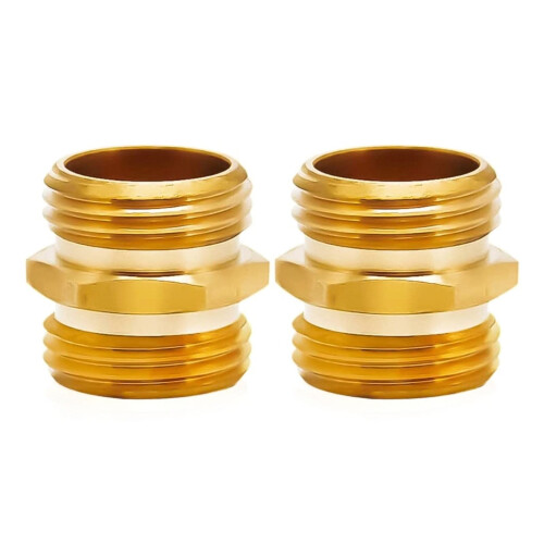 Apooke2pcs3/4 ιντσών προσαρμογέας σωλήνα κήπου από συμπαγές ορείχαλκο διπλού
