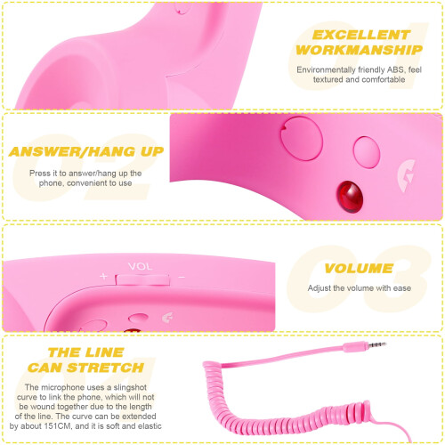 Receptor de celular retrô UKCOCO de 3,5 mm para smartphone, estilo antigo (rosa) 2