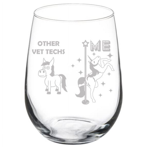 Ποτήρι Κρασιού Vet Tech Superstar Unicorn Funny (17oz χωρίς κοτσάνι)