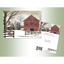 Vánoční přání v krabici s barevným vnitřním designem, Christmas Barn, (18 přání, 18 obálek), vyrobeno v ...