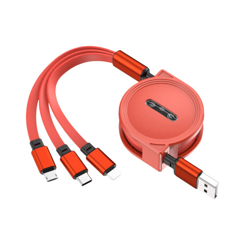 Jacenvly2024Νέο 5-Gear RetractableΚαλώδιο USB 3-σε-1, Type-C/Micro USB/iOS, Συμβατό με, Μέγιστο 120cm, Γρήγορη