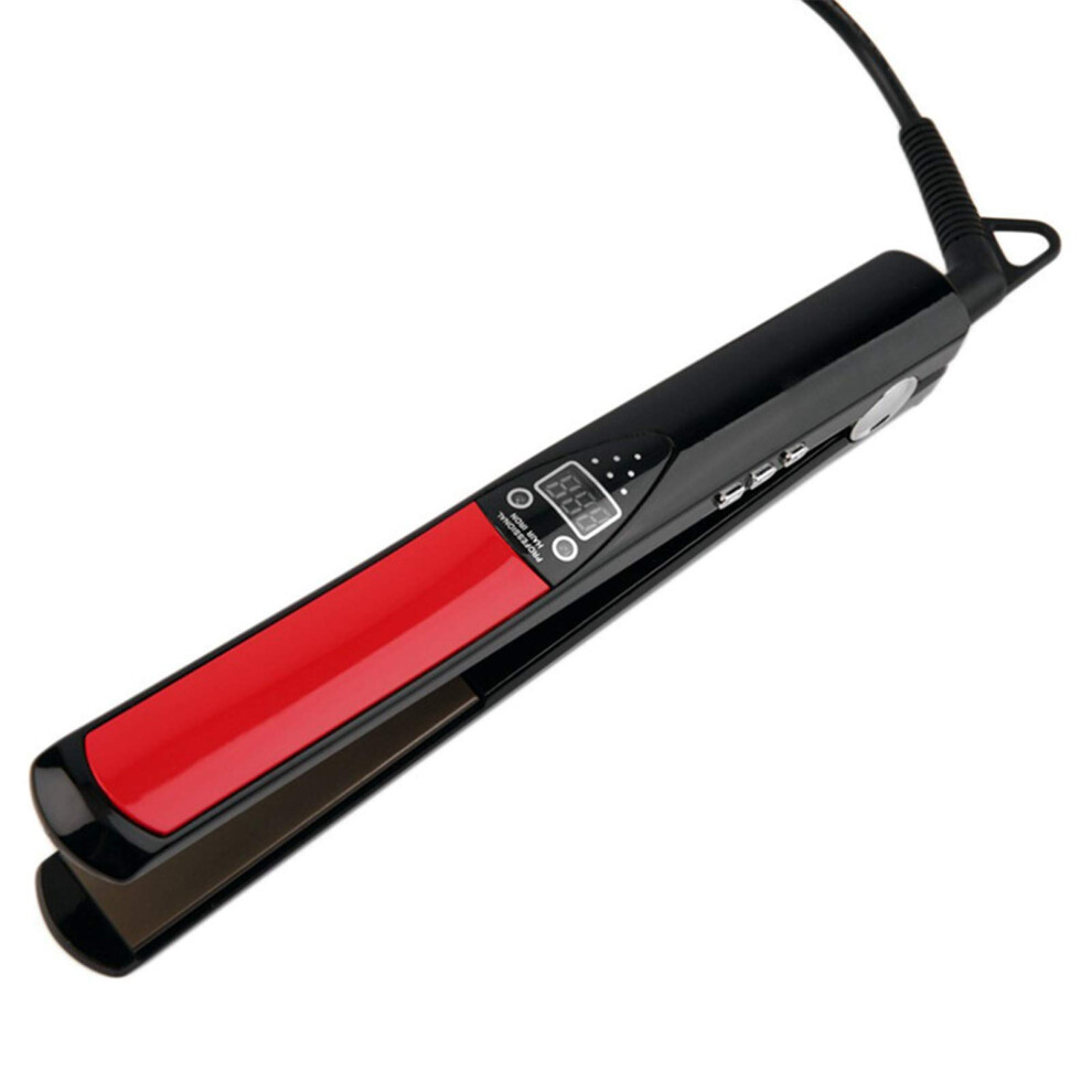 Red Hair Straightener And Curling Iron 2 In 1 Titanium Ceramic Flat Iron With Adjustable Temperature,