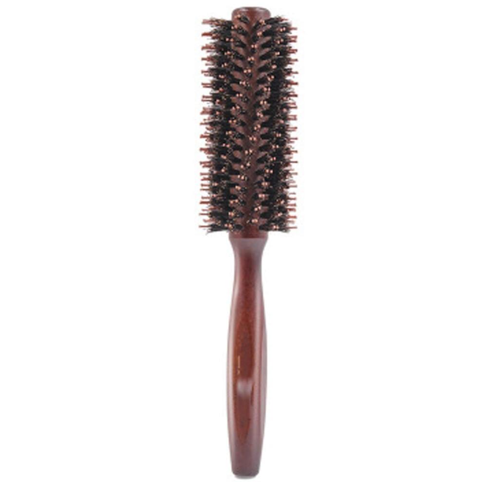 Round Hair Brush with Boar Bristles for Blow Drying, Wooden Handle, HeatResistant Styling