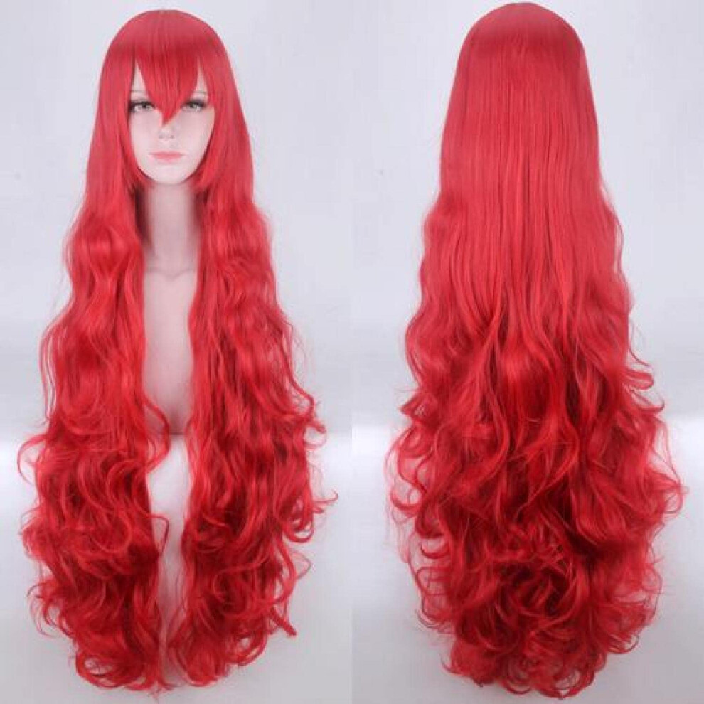 Long Body Wave Synthetic Wig Orange Red Cosplay Wig for Women Heat Resistant 32 Inches