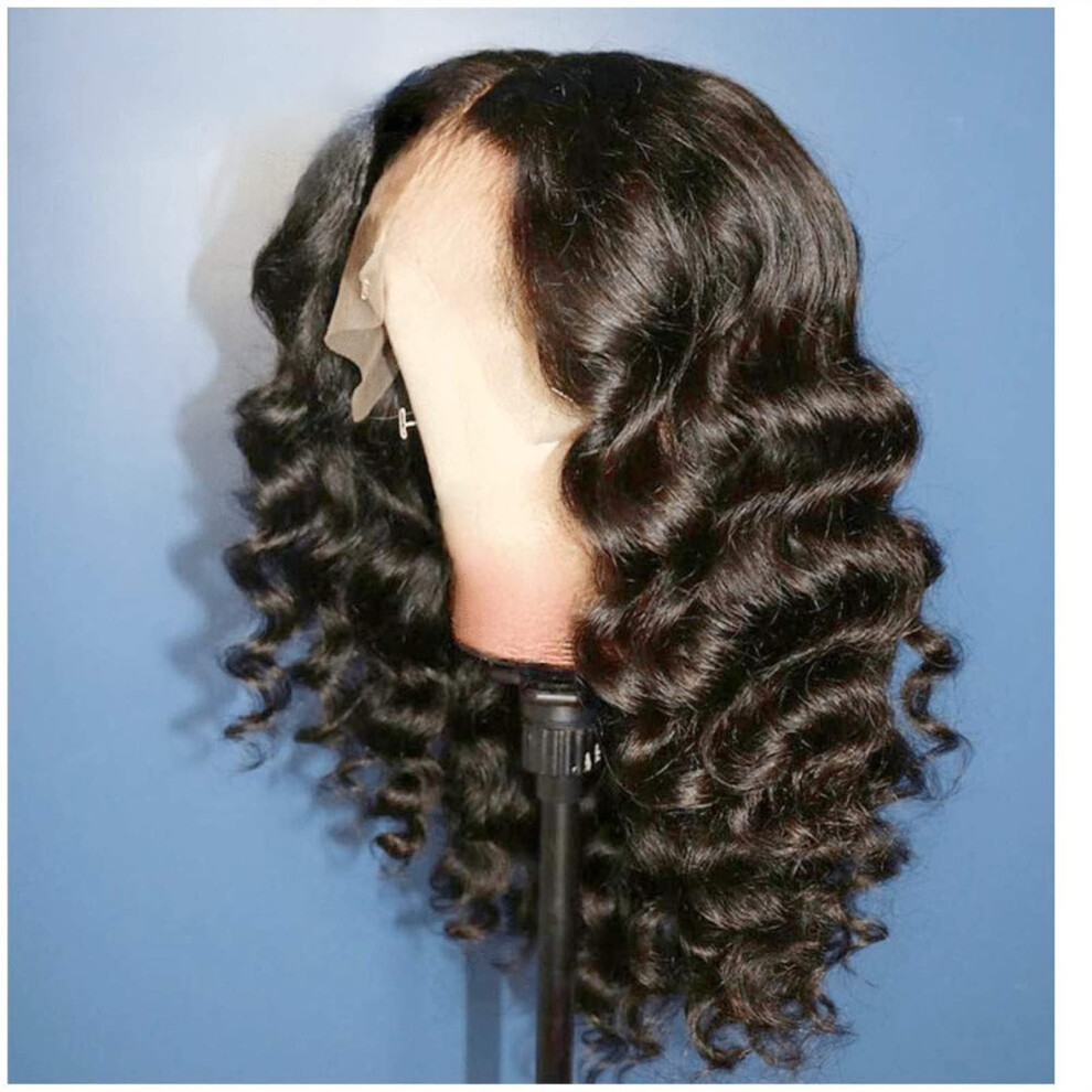 Unisex 20 Inch Brazilian Remy Human Hair Lace Front Wig Deep Wave 13X6 Pre Plucked Ombre 1B 99J