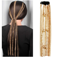 Gold Dreadlock Hair Accessories Set with Clip, MultiStrand Hair Extension Chains for Braided Styles