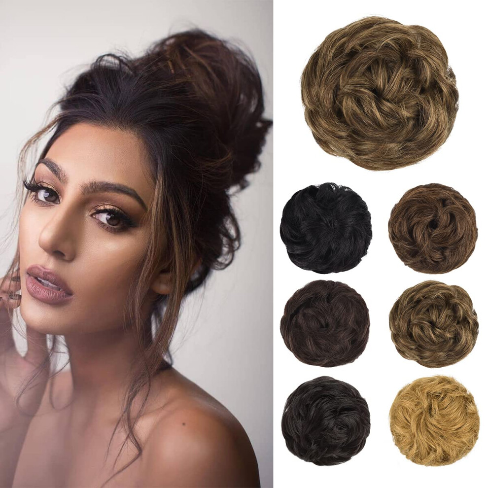 Unisex Human Hair Bun Extension With Instant Volume Boost, Curly Messy Bun Scrunchie For Women