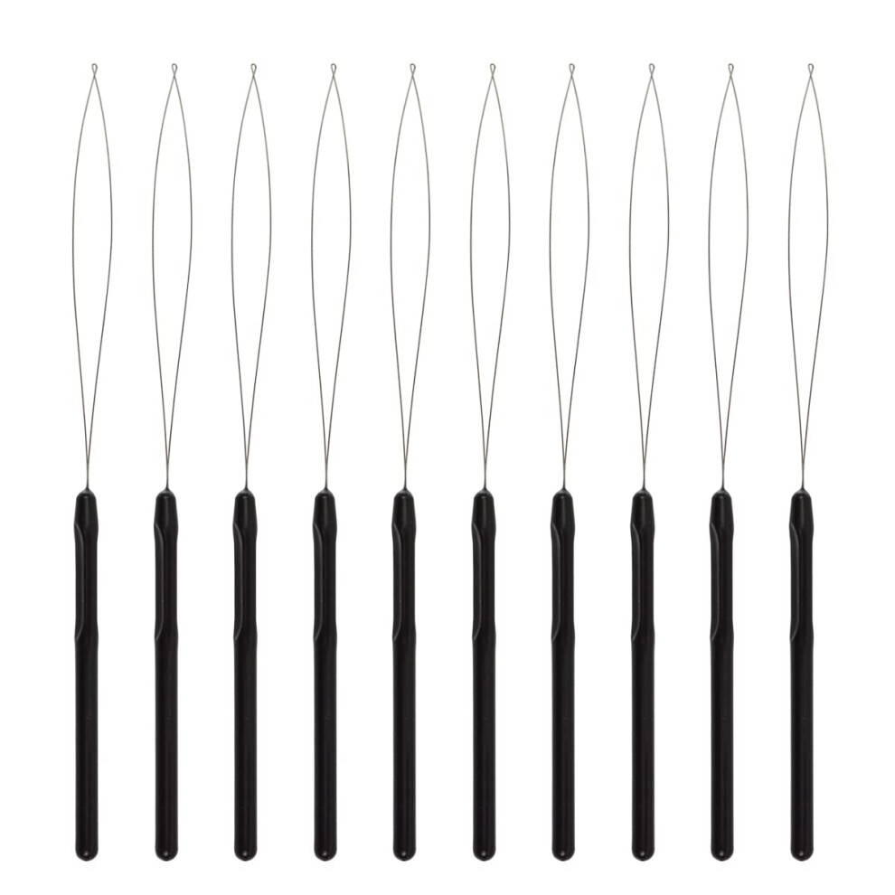 Unisex Black 10 Pcs Hair Extension Loop Tool With Ergonomic Grip For Fast Micro Bead Installation
