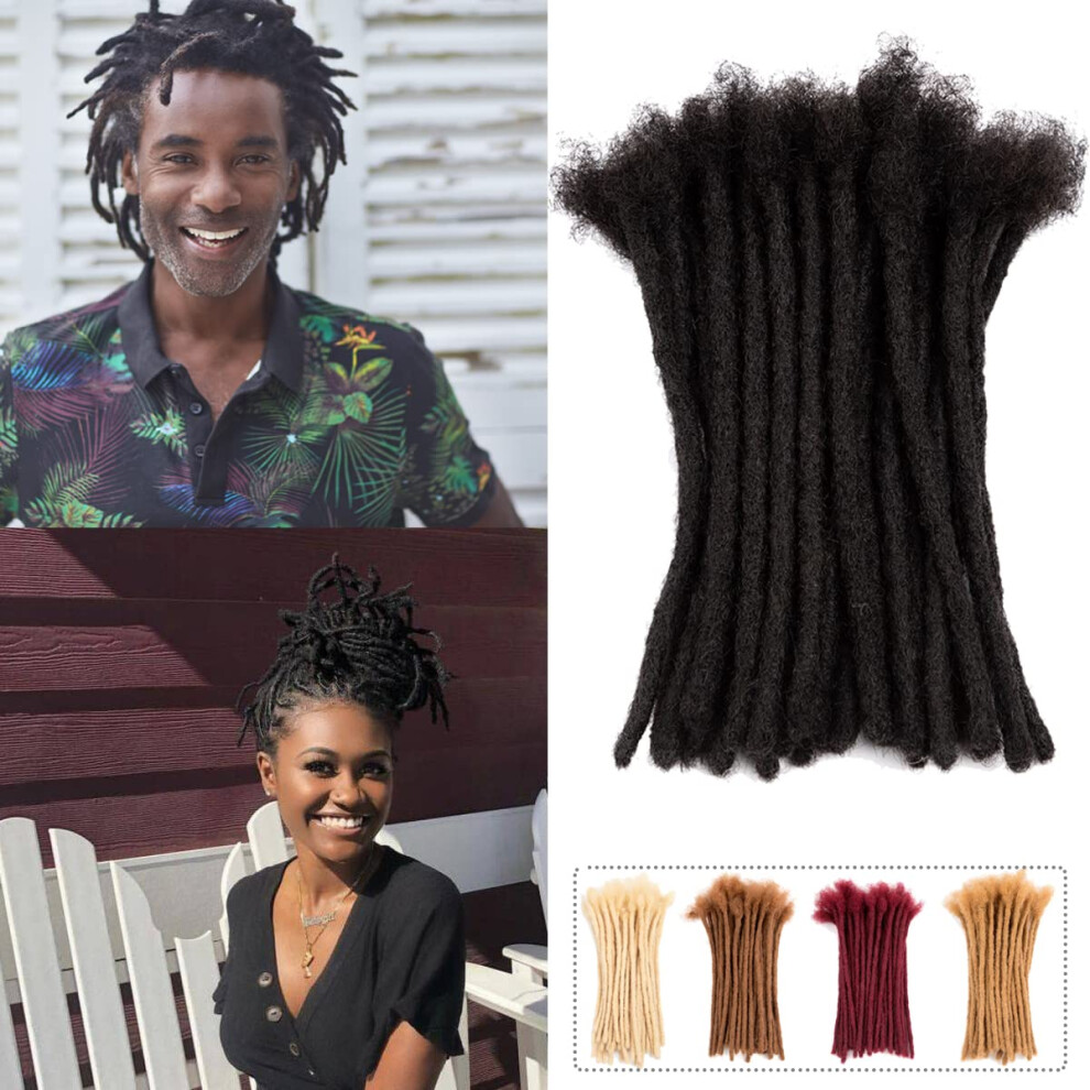Unisex Black Human Hair Dreadlock Extensions Natural 0.8Cm Handmade Locs Dye And Bleach Ready 8In 120 Strands