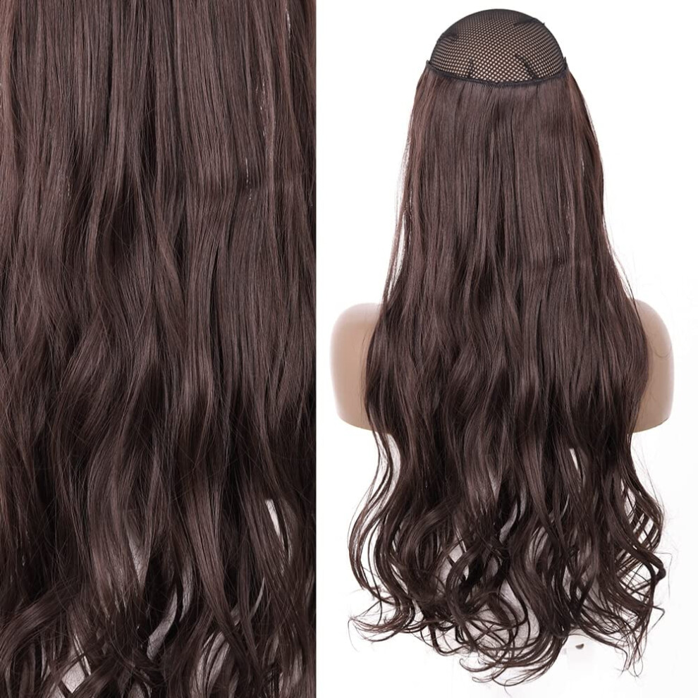 Unisex Clip In Bangs And Invisible Wire Halo Hair Extensions Natural Straight Synthetic Hairpiece