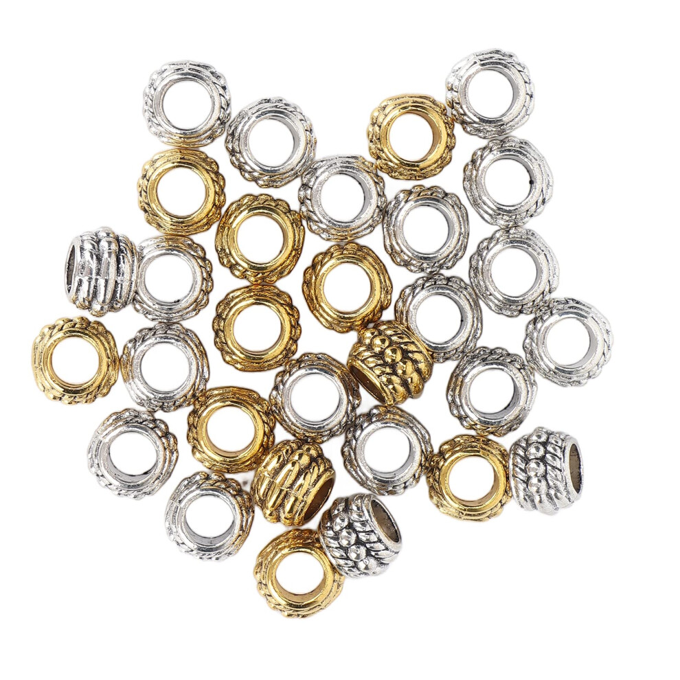 Unisex Beard Beads For Men Zinc Alloy Vintage Hair Beads For Braids Dreadlocks 30Pcs Secure Fit