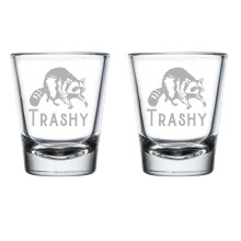 Set of 2 Shot Glasses 1.75oz Shot Glass Gift Trashy Raccoon
