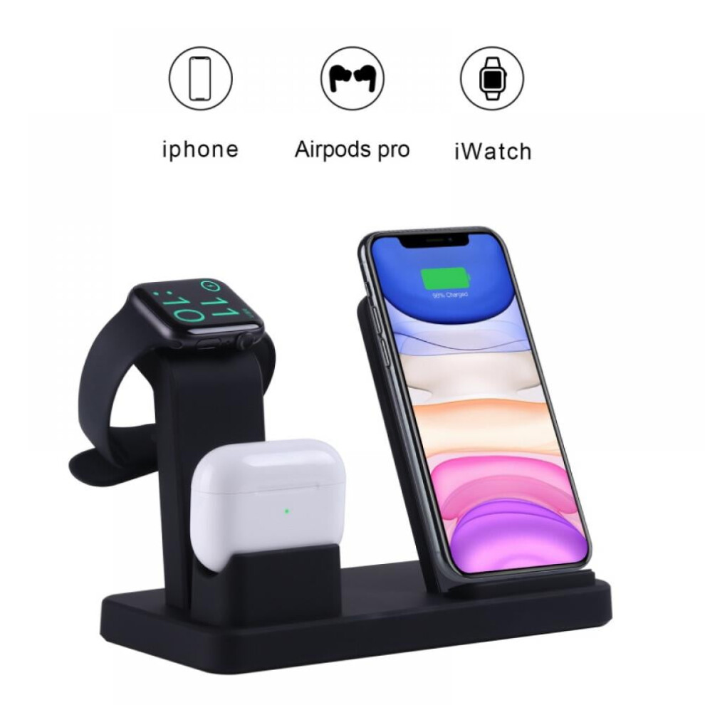 Prettyui Wireless Charging Station 3-In-1 Qi Certified 15W Wireless Charger Stand Compatible With Apple Watch 9175034010491