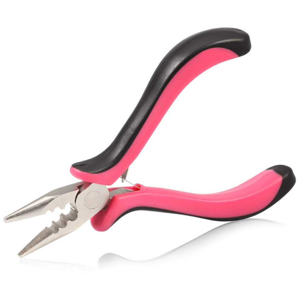 Unisex Pink Hair Extension Pliers 3 Holes Microlink Removal Tool With Ergonomic Antislip Grip