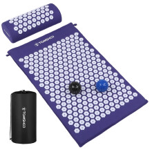 TOMSHOO Set of 4 Acupressure Mat and Pillow Set with 2 Spiky Massage Balls, Acupuncture Mat for Back Neck & Sciatic Nerve Pain (Blue)